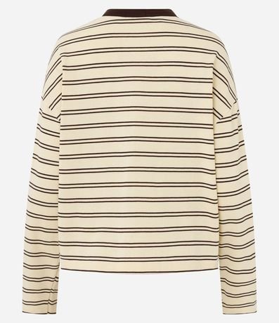 Blusa Oversize de Algodón con Rayas y Cuello Contrastante 3