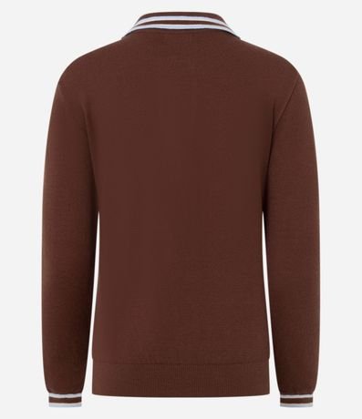 Blusa en Punto con Cuello Polo y Biés Contrastantes 8
