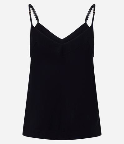 Blusa en Viscosa con Escote V y Lunares en el Bretel 3
