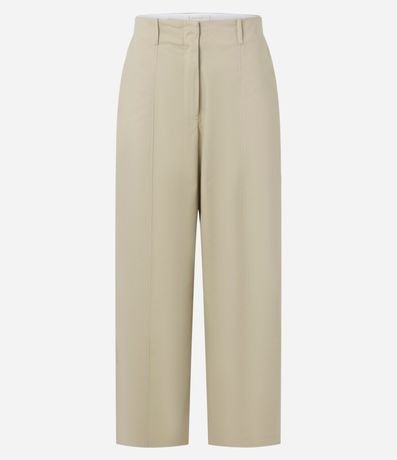 Pantalón Barrel en Sarga con Cintura Estructurada