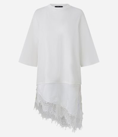 Remera Oversized en Algodón con Encaje Asimétricoen el Ruedo 5