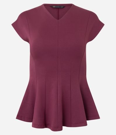 Blusa Manga Corta en Punto Roma con Escote V