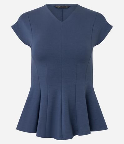 Blusa Manga Corta en Punto Roma con Escote V