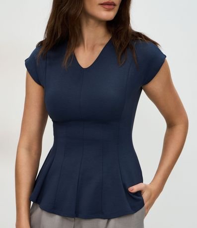 Blusa Manga Corta en Punto Roma con Escote V 4
