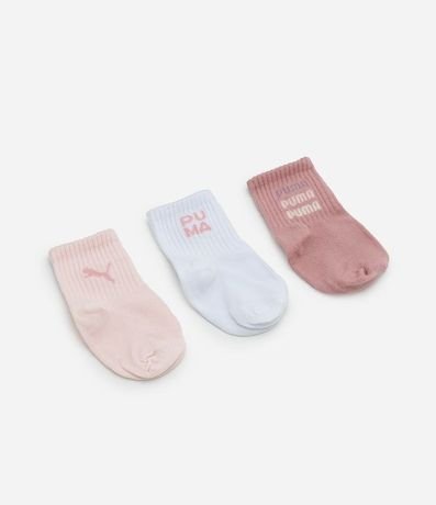 Kit 03 Pares de Medias Infantil Cano Mediano Puma – Talle 0 a 12 Meses