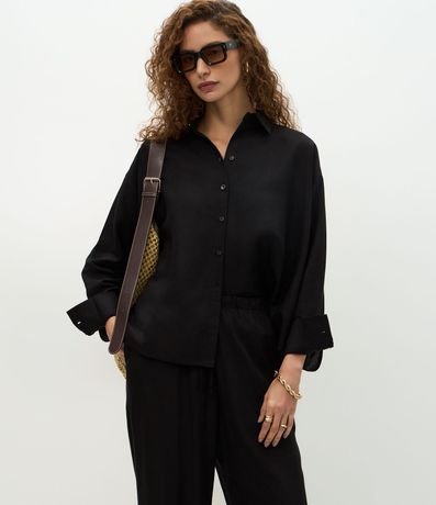 Camisa Amplia en Viscolino con Ruedo Redondeado