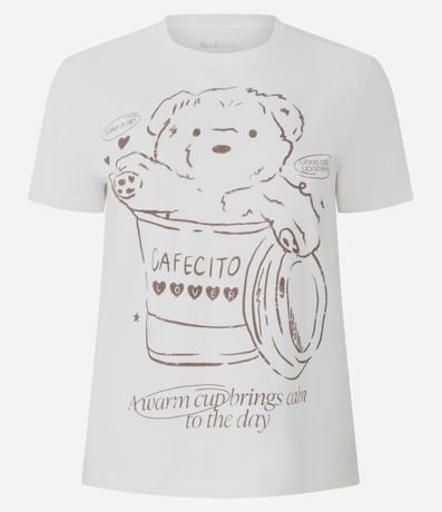 Remera Manga Corta con Estampa de Oso y Cafecito 5