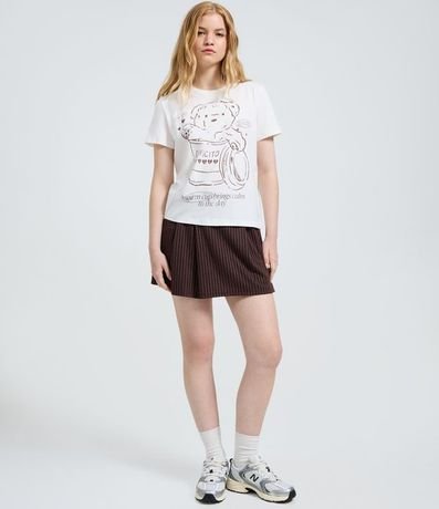 Remera Manga Corta con Estampa de Oso y Cafecito 2