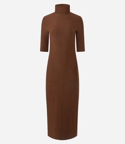 Vestido Midi Ajustado con Cuello Alto y Fenda Trasera 5
