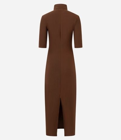 Vestido Midi Ajustado con Cuello Alto y Fenda Trasera 6
