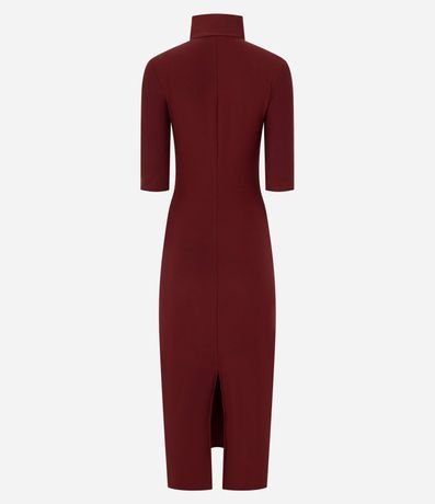 Vestido Midi Ajustado con Cuello Alto y Fenda Trasera 2