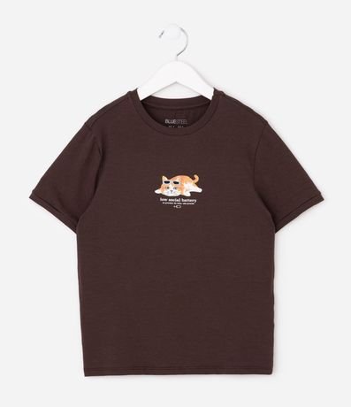 Remera en Algodón con Estampado de Gato 5