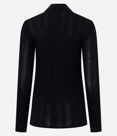 Blusa Regular en Punto con Leve Transparencia y Cuello Polo 3