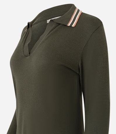 Blusa en Punto con Cuello Polo y Biés Contrastantes 7