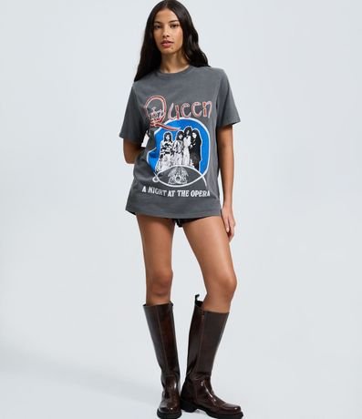 Remera Desteñida con Estampa de Queen 2