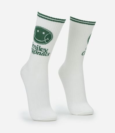 Media Caña Larga en Algodón con Estampa de Smiley 2