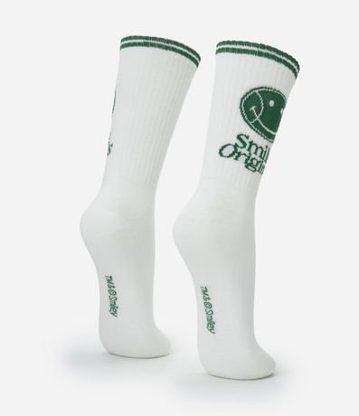 Media Caña Larga en Algodón con Estampa de Smiley 3