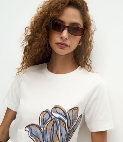 Blusa en Algodón con Estampado de Flor Bordada 6