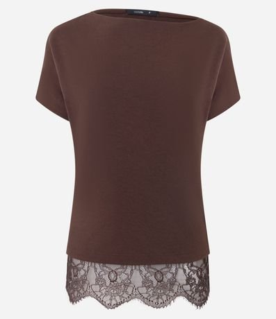 Blusa en Crepé con Aplicación de Encaje en el Bajo 5
