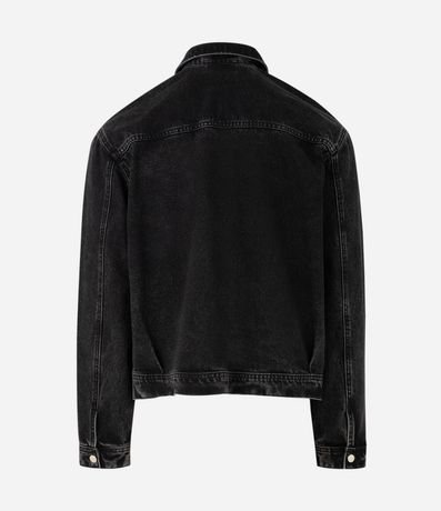 Chaqueta Masculina de Jeans Negra Boxy con Cierre 5