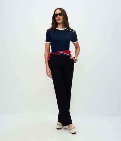 Blusa Manga Corta en Rib con Botones en el Hombro 2