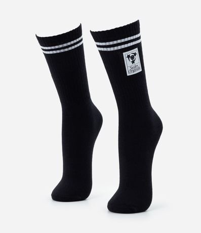 Media Caña Larga en Algodón con Estampa de Smiley