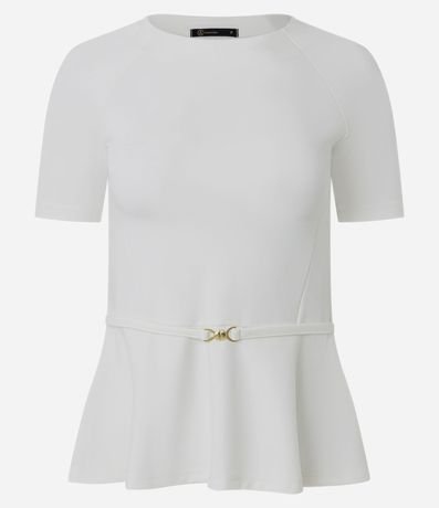 Blusa Femenina en Punto Roma con Peplum y Cinturón 3