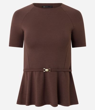 Blusa Femenina en Punto Roma con Peplum y Cinturón 2