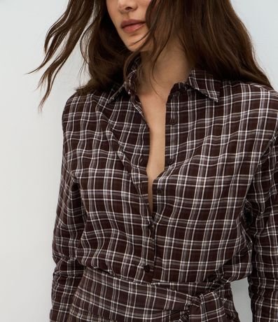 Camisa de Cuadros en Tricolina con Manga Larga 4