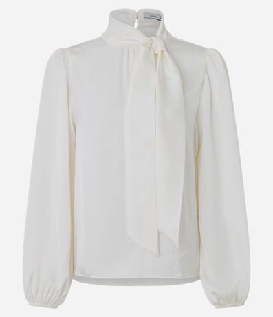 Camisa con Cuello Lazo y Mangas Largas Amplias 4