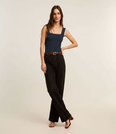 Blusa en Poliamida con Escote Cuadrado