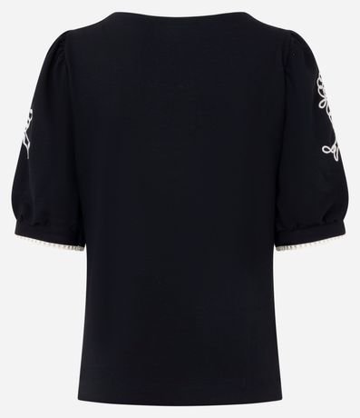 Blusa con Manga Abullonada y Bordados Aplicados 7