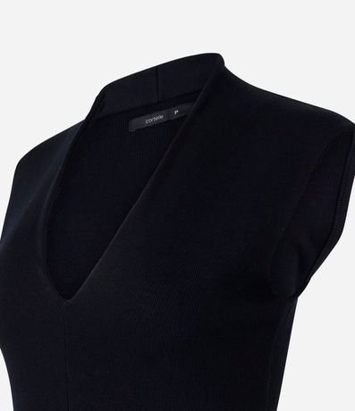 Blusa Musculosa en Rib con Bretel Ancho y Escote V 6