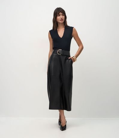 Blusa Musculosa en Rib con Bretel Ancho y Escote V 2