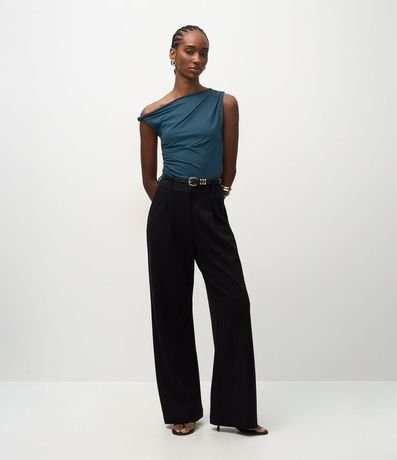 Blusa en Microfibra con Escote Hombro Único y Fruncidos 2