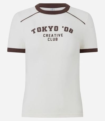 Remera con Detalles Constrastantes y Estampa Lettering Tokyo 5