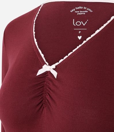 Blusa de Pijama Larga en Viscolycra con Escote V y lazo 5