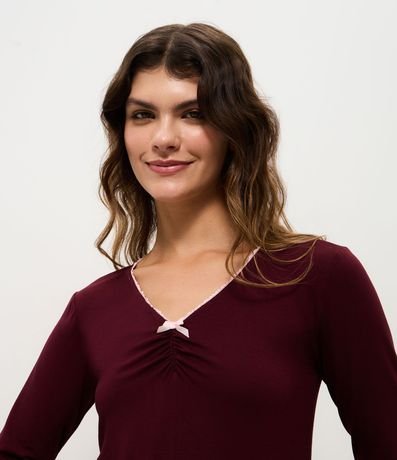 Blusa de Pijama Larga en Viscolycra con Escote V y lazo 3