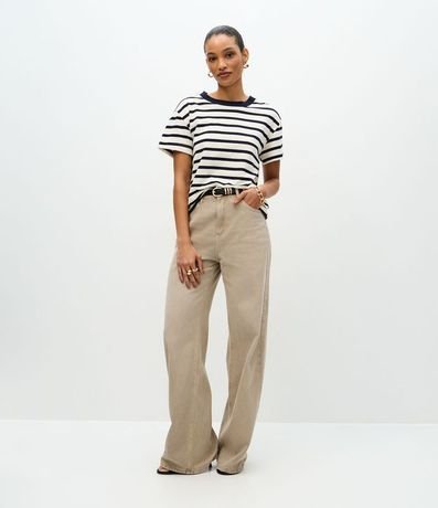 Blusa Rayada en Algodón con Cuello Contrastante 2