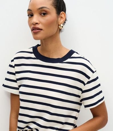 Blusa Rayada en Algodón con Cuello Contrastante 3