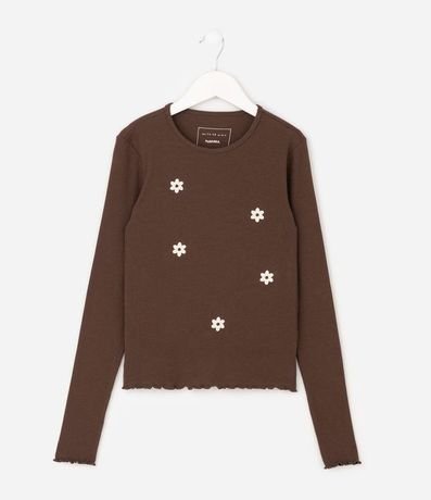 Blusa Infantil Acanalada con Flores Bordado – Talle 5 a 14 años 2