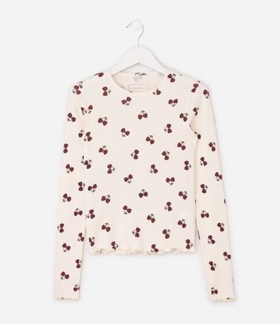 Blusa Manga Larga en Rib con Estampa de Cerezas - Talle 5 a 14 años 1