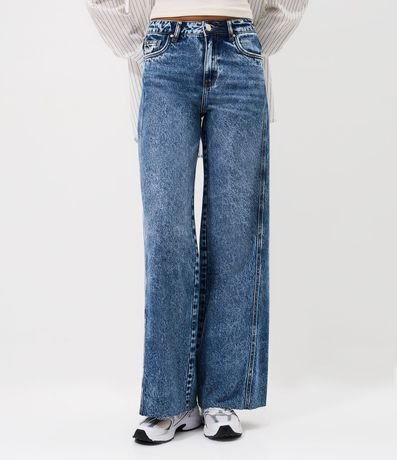 Pantalón Wide en Jeans con Cintura Mediana y Recortes 2