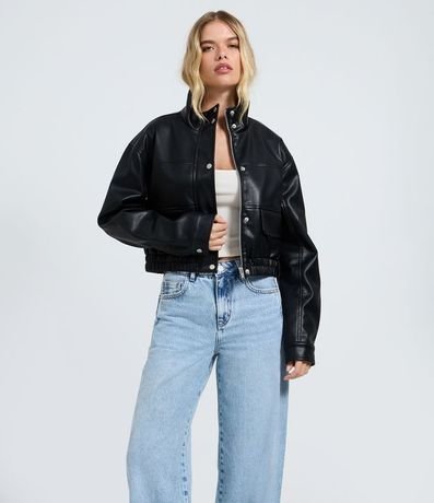 Pantalón Wide en Jeans con Cintura Mediana y Recortes 2