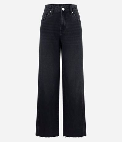 Pantalón Wide en Jeans con Cintura Mediana y Recortes