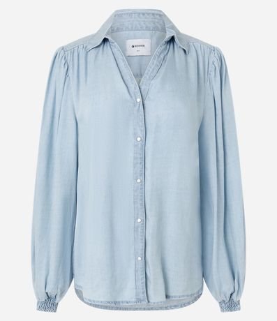 Camisa en Jeans con Manga Abullonada y Abotonado Delantero 5