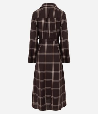 Vestido Largo con Escote Traspasado y Estampa de Cuadros 6