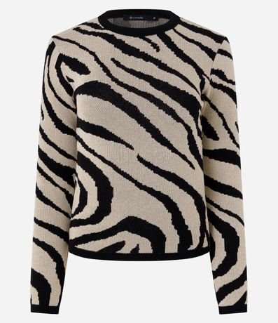 Suéter en Punto con Estampa Animal Print