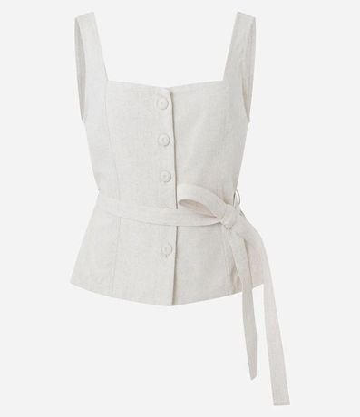 Blusa en Viscolino con Escote Cuadrado y Lazo 5