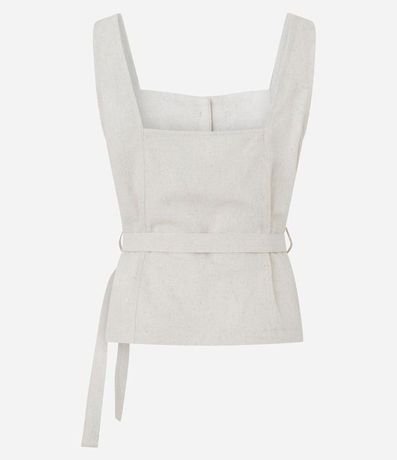 Blusa en Viscolino con Escote Cuadrado y Lazo 6